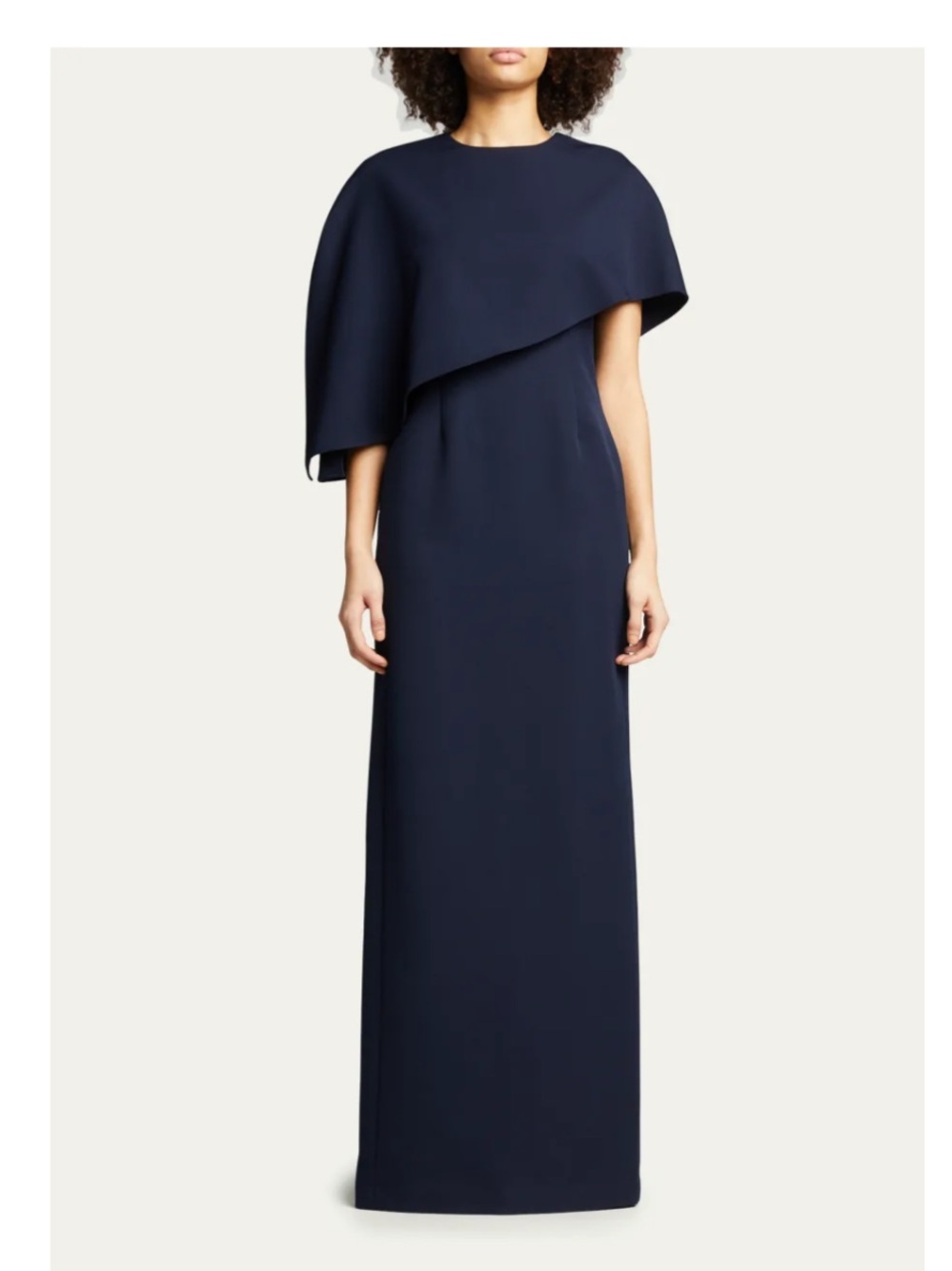 RICKIE FREEMAN FOR TERI JON
Crepe Asymmetric Capelet Column Gown